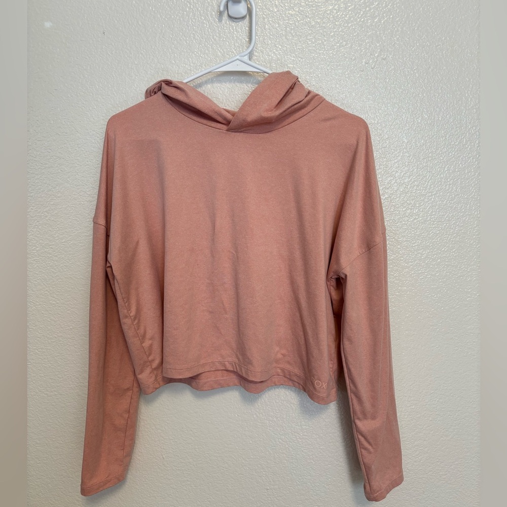 Roxy | Women’s Cropped Lightweight Hoodie Pullover | Pink | Large